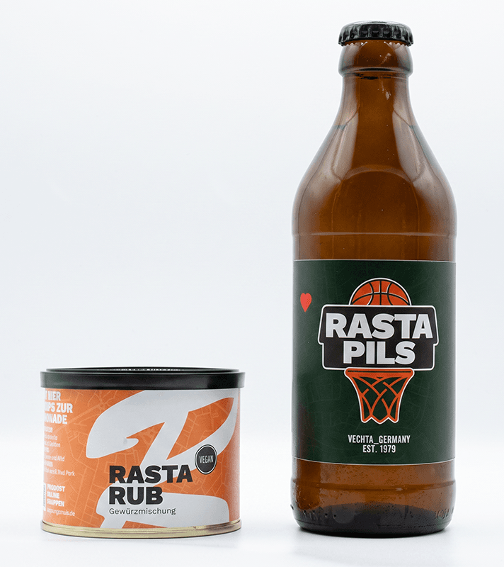 RASTA Biergewürz-Dose und RASTA Pils Flasche